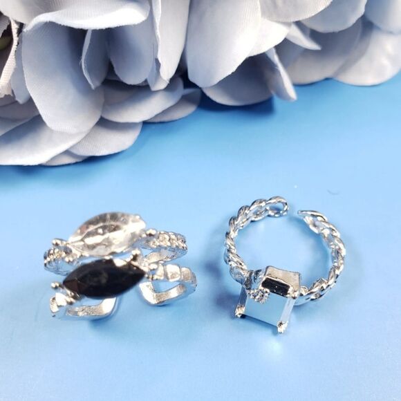 Brand New Silver Top Fashion With Black Stone Couple Rings - Picture 3 of 5